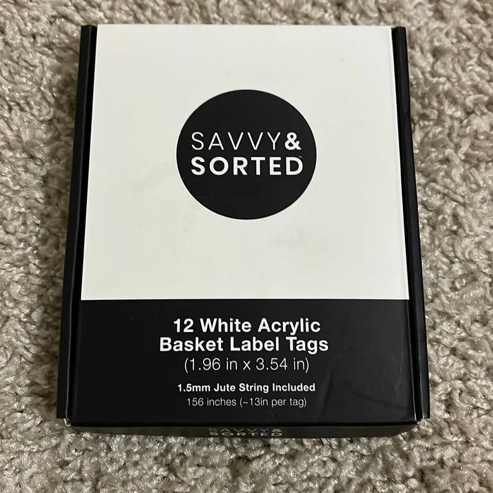 🔵5/$25🔵 NIB Savvy & Sorted White Acrylic Basket Label Tags - Picture 3 of 7